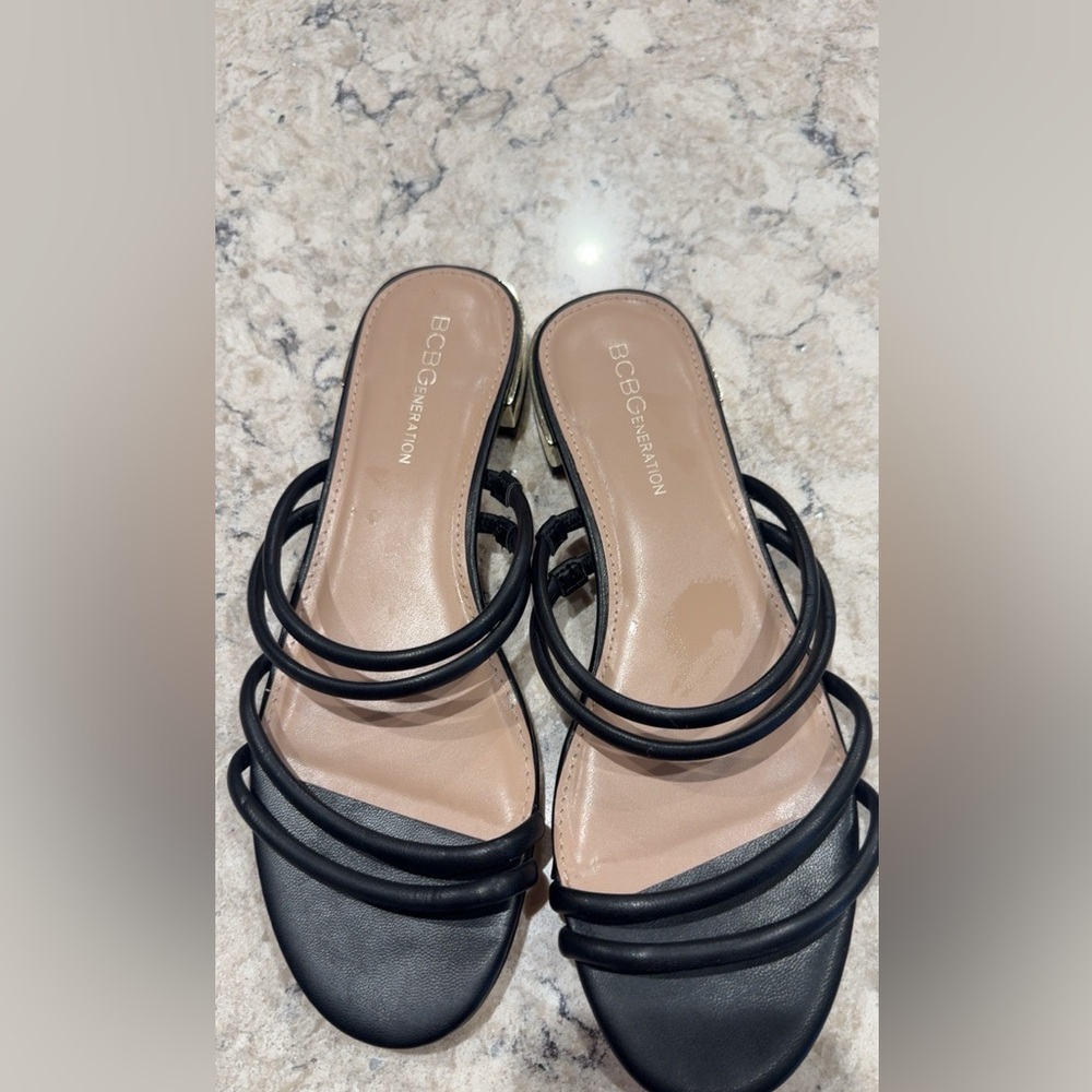 BCBGeneration Women's Black Strappy Slide Sandals size 8